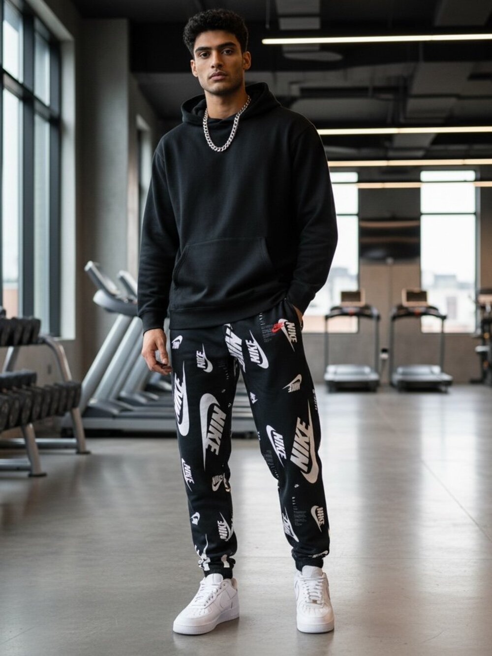 Nike Sportswear Club Fleece All Over Swoosh Graphic Joggers NWT XL